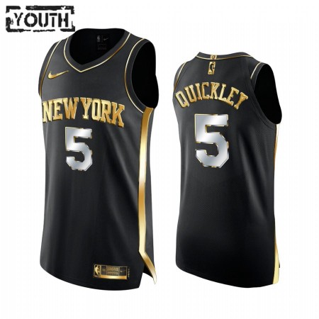 Maillot Basket New York Knicks Immanuel Quickley 5 2020-21 Noir Golden Edition Swingman - Enfant